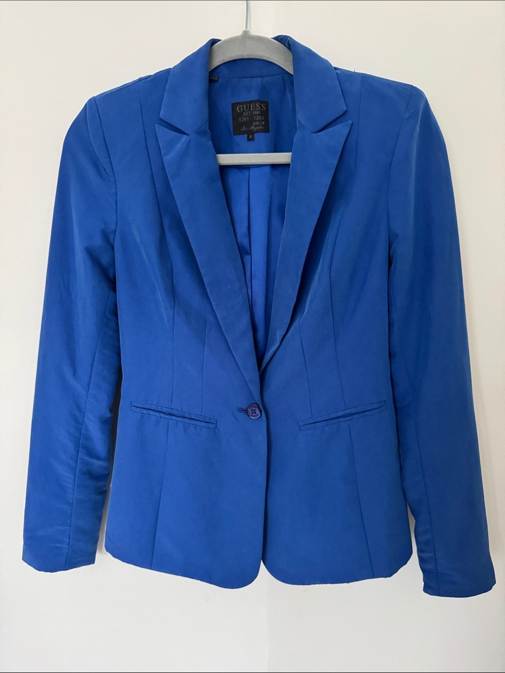 GUESS Cobalt Blue Single-Button Tailored Blazer